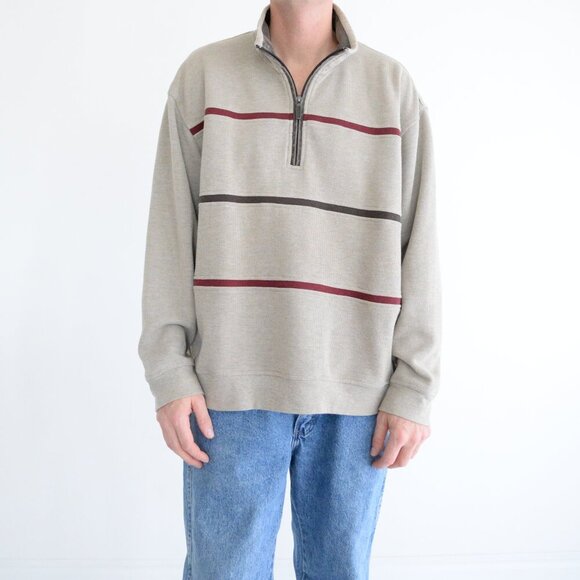 Vintage Arnold Palmer Tan Quarter Zip Fine Knit Lightweight Sweater XL - Picture 1 of 10